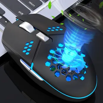 

2000DPI Adjustable RGB LED Gaming Mouse USB Wired Mouse with Cooling Fan Lightweight Honeycomb Hollow-out Mice