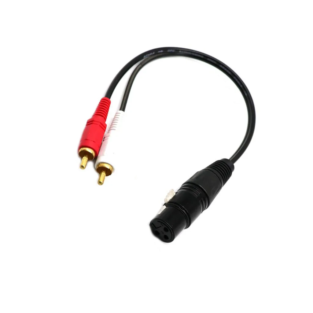 1ft XLR Female to 2 RCA Male Plated Audio Adapter Y Splitter Cable