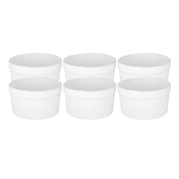 

6Pack 3 Inch Ceramic Ramekins Porcelain Souffle Cup for Creme Brulee Dishes, for Souffle Cups, for Baking Ramekin