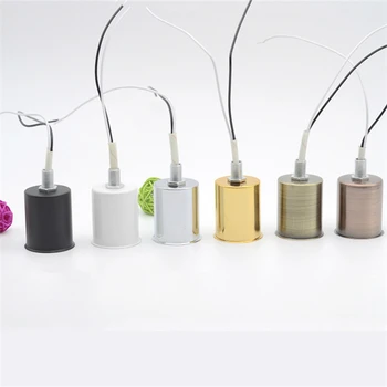 

2pcs/lot Lamp Base E27 E14 Vintage Retro Antique Edison Ceramic Screw Bulb Ceiling Hang Lamp Base Holder Light Fitting With Wire