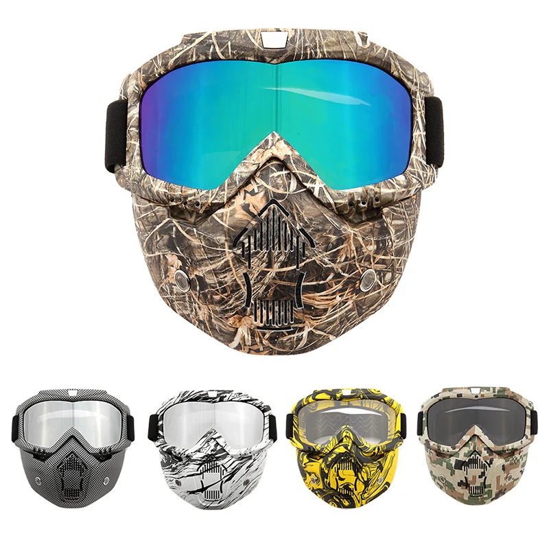 

Hot Sales Goggles Mask Tactical Moto Wind Dust Proof Racing Masks Cycling Helmet Detachable Bicycle Face Motorcycle Half Helmet