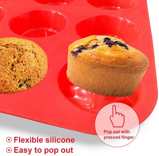 Mini Muffin Tin Walfos 24-Cup Silicone Muffin Pan BPA Free, Non