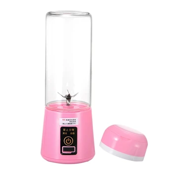 

420Ml-600mL Portable Juice Blender Usb Juicer Cup Multi-Function Fruit Mixer 4 Blade Mixing Machine Smoothies Baby Food Pink