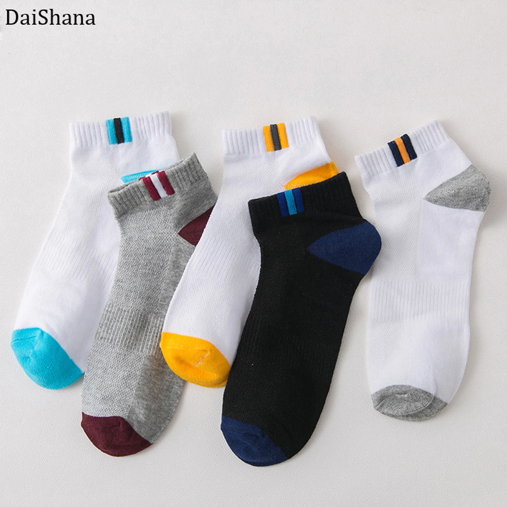 Men's Autumn Summer Socks Classic Patchwork Mesh Men Short Socks