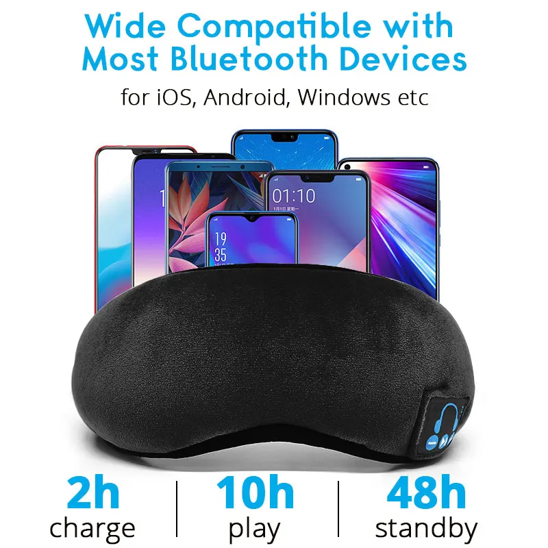 Handsfree Bluetooth 5,0 маска для сна моющаяся Беспроводная Bluetooth наушники музыкальная повязка на глаза, маска для сна для путешествий, спальная гарнитура с микрофоном