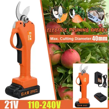 

21V 40mm Electric Pruning Shears Cordless Secateur Rechargeable Pruning Scissors Pruners Garden Cutting Tools With 1/ 2 Battery