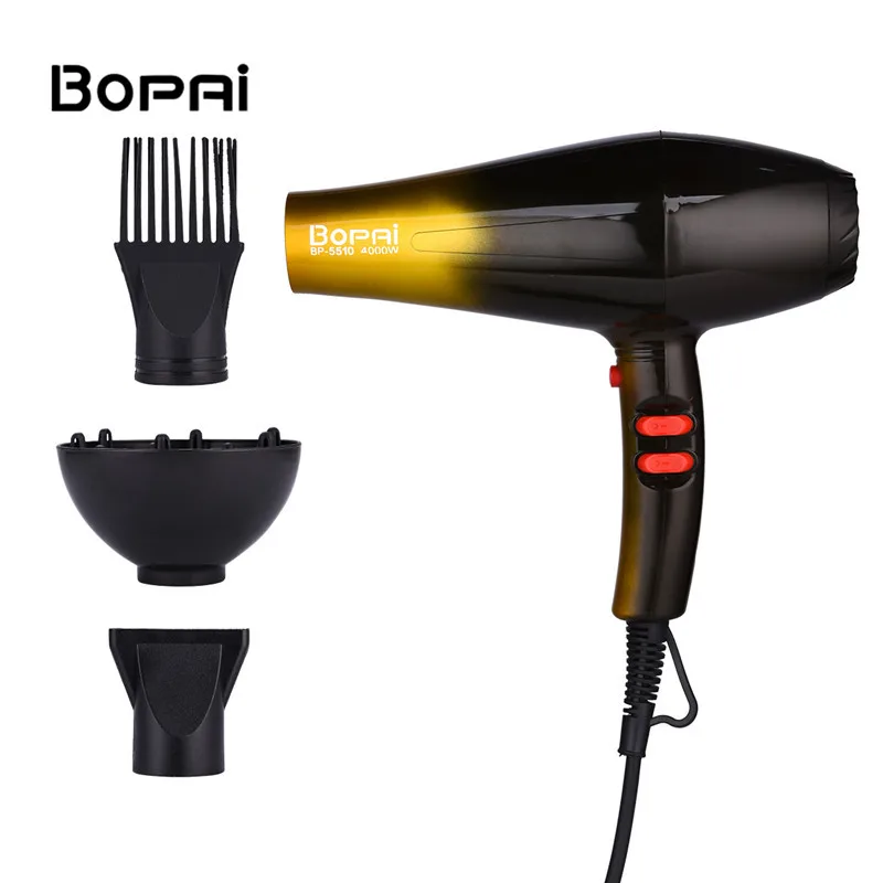 Golden High Power 4000W Professional Hair Dryers For Hairdresser Barber Salon Negative Ion Ionic Blow Dryer Fast Styling Hair Blower - Цвет: Golden
