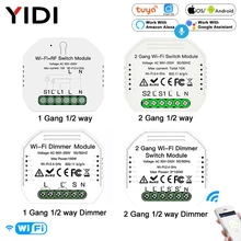 Diy Wifi Slimme Lichtschakelaar Module Smart Leven Tuya Remote Voice Control 1/2 Way 1/2 Gang Dimmer Breaker Google thuis Alexa