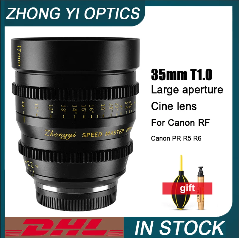 Объектив Zhongyi 35mmT1.0 APS-C Cine ручная фокусировка для камеры Canon RF EOS R RP R5 R6 крепежные
