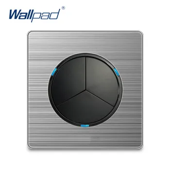 

Wallpad 3 Gang 1 Way Wall Light Switch Random Click Push Button With LED Indicator Stainless Steel Panel Home