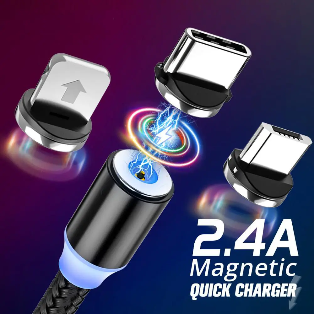 Магнитный кабель Micro USB Type C магнитный для быстрой зарядки iPhone Huawei Samsung Android