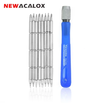 

NEWACALOX 9 In 1 Mobile Phone Laptop Repair Tools Double Head Magnetic Screw Driver Precision Screwdriver Set Torx Hex Phillips