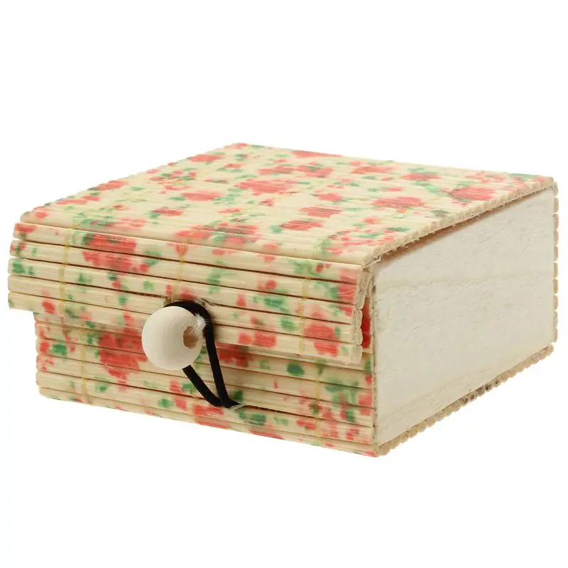 

1Pc Delicate Ring Necklace Earrings Bamboo Wooden Case Jewelry Storage Boxes Small Floral