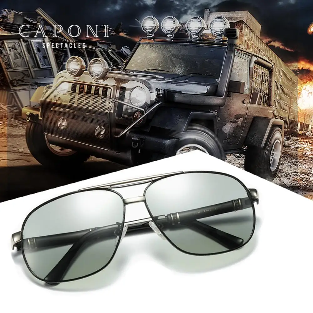 Мужские солнцезащитные очки CAPONI квадратные для вождения с защитой от
