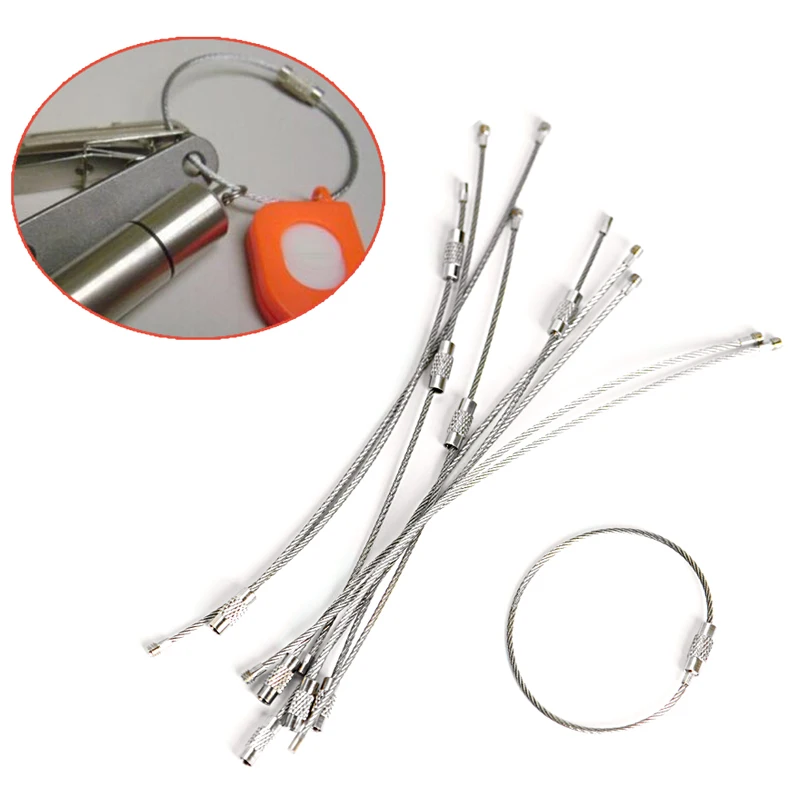 EDC-Hang-Wire-Chain-Tag-Screw-Luggage-Rope-Keyring-Loop-Circle ...