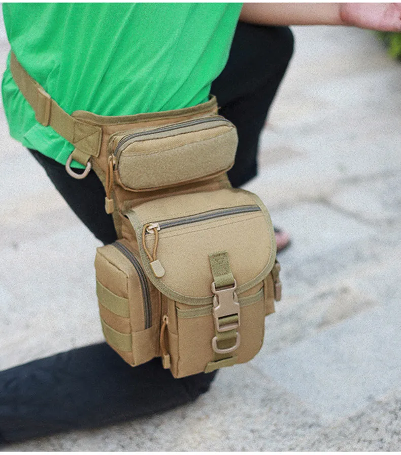 IKSNAIL Tactical Sport Bag Drop Leg Army Bags Fanny Camping Hiking Trekking Military Shoulder Saddle Nylon Multi-function Pack