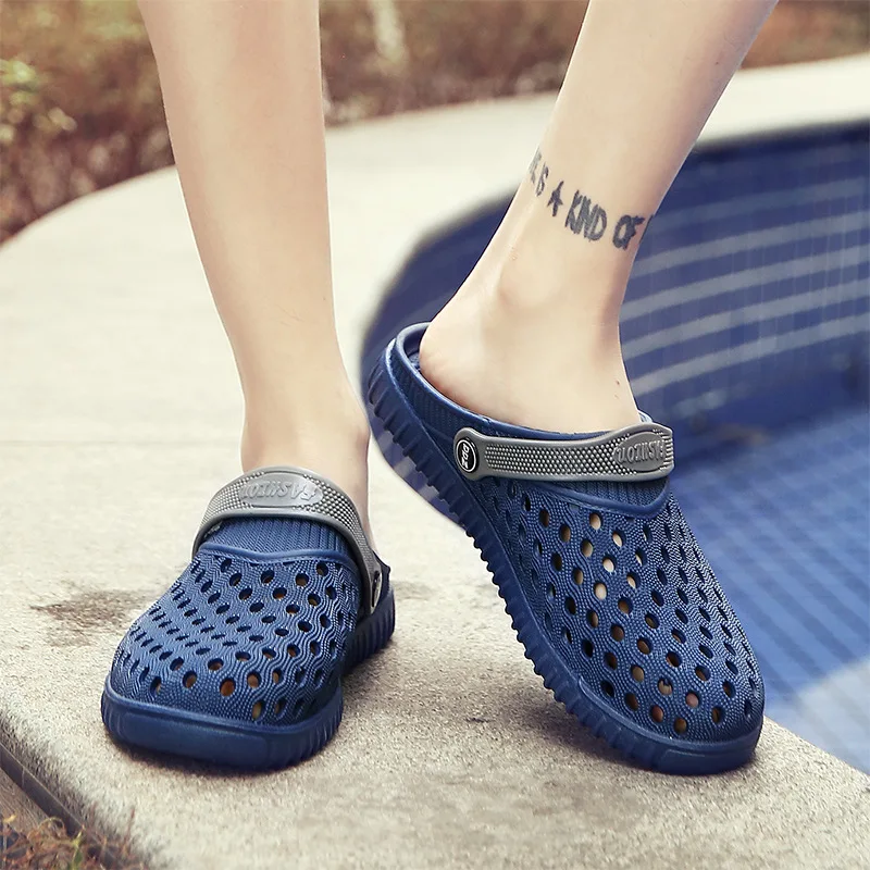 

New Style Men PVC Rubber Sole Anti-slip Porous Shoes Foot Covering Coconut Sandals Wear-Resistant Breathable Garden Shoes