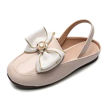 

Girls Sandals 2022 spring Beach Sandals Cute Bow shoes kid's Princess Shoe Flat Anti-slip Floor Slippers Teen Leather Shoe