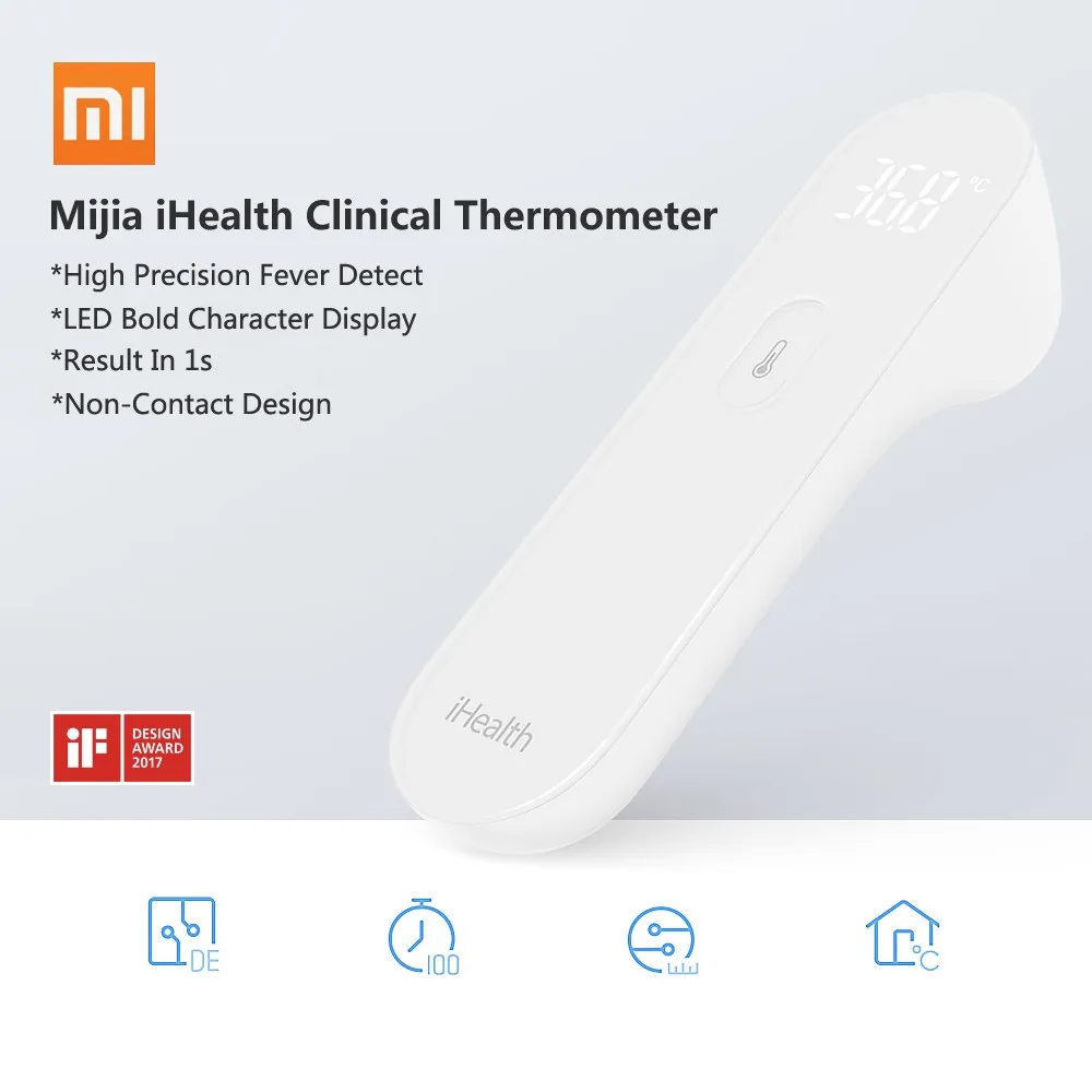 

Xiaomi Mijia iHealth Clinical Fever Thermometer LED Check in 1s Rafrai chometer