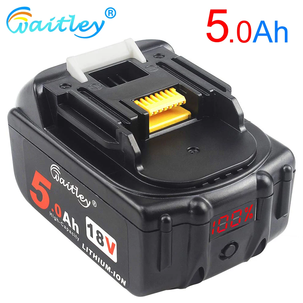 Waitley BL1850 18В 5.0Ah запасная батарея для Makita Power Tool 5000 мАч BL1840 BL1860 с светодиодный