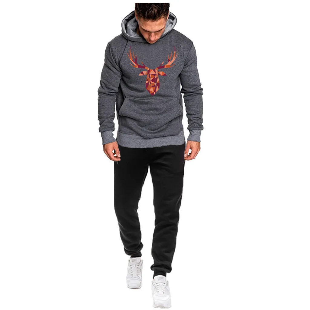 Dark Gray JAYCOSIN мужские костюмы Рождественский спортивный костюм с капюшоном Бэтмен мужские повседневные зимние толстовки мужской повседневный бархатный костюм - Цвет: Dark Gray