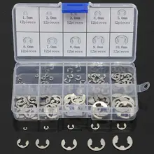 120Pcs Stainless Steel E-Clip Retaining Circlip Assortment Kit 1.5mm to 10mm