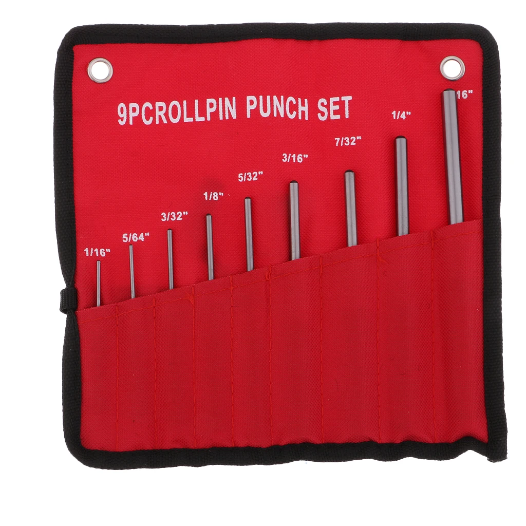 9Pcs/Bag Forged Steel Roll Pin Punch Set for Repairing Watch Bolt Tool Brand New Long Roll Mixed Size 1/16” to 5/16”
