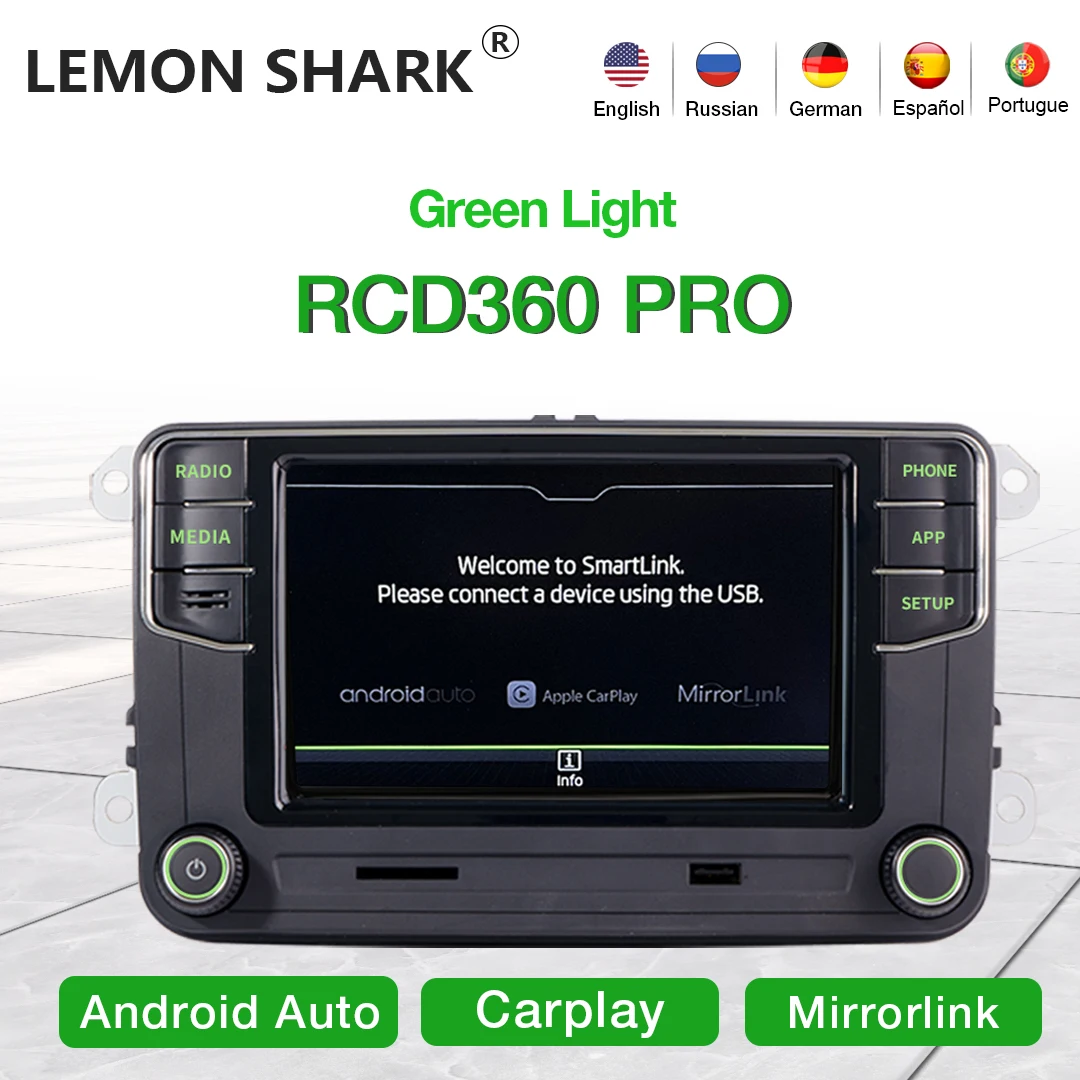 LEMONSHARKRCD360PROGreenLightCarRadioMIBAndroidAutoCarplayNavigationGreenMenuFor.jpg