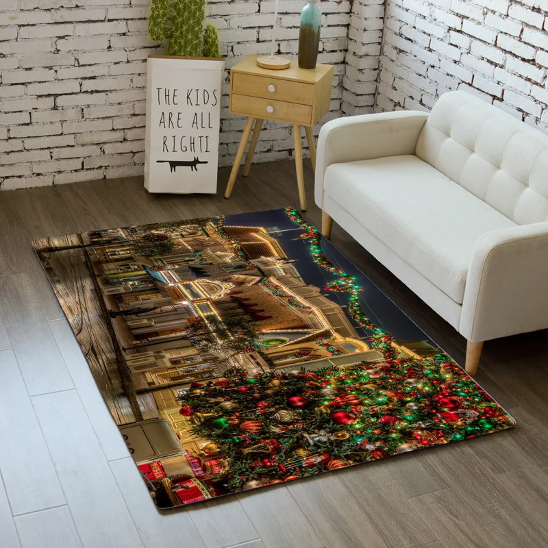 Веселое Рождество ковер мультфильм Спальня дети играть мат мягкая фланель Санта