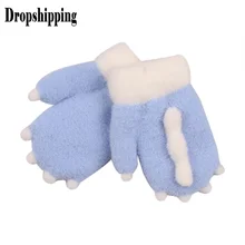 Harajuku/варежки в виде лап, вязаные зимние перчатки для мальчиков, большие детские перчатки для смартфона, варежки с полупальцами, теплые перчатки, guantes sin dedos# ZA