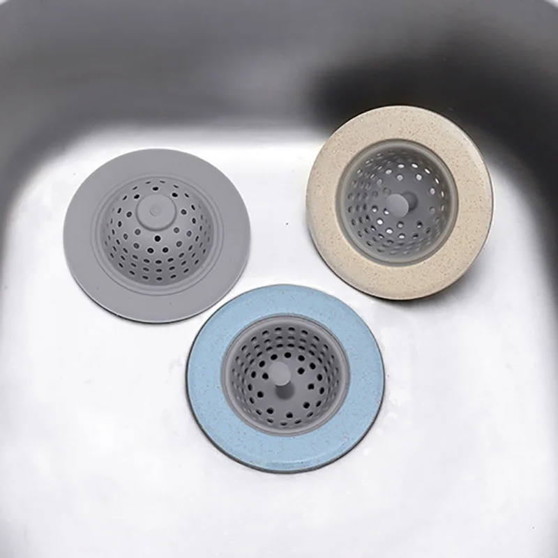 

Silicone Wheat Straw Strainer Kitchen Filter Bathroom Shower Drain Sink Drain Cover Hair Drain Filter