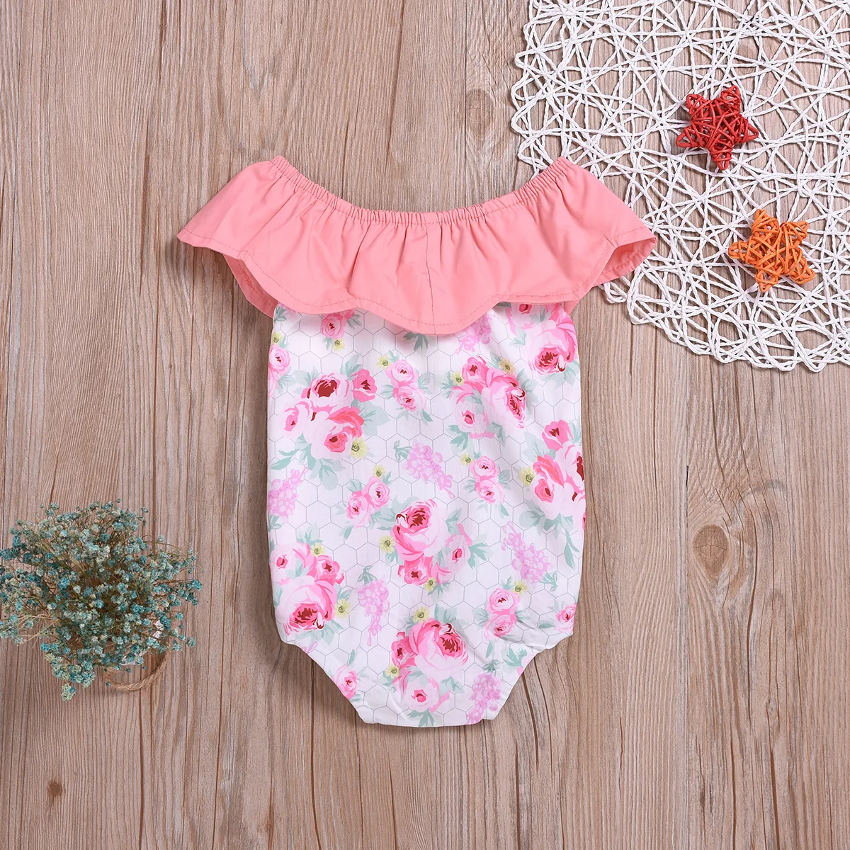 

2019 Summer New Style Baby Girls Childrenswear One-piece Romper Thin Infants Child Button Open File Crawling Clothes Sleeveless-