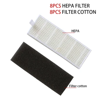 

16Pcs 8pcs HEPA Filters Element+8pcs Filter Cotton For Ecovas DN621 DN621+ DN620 For iLife A6 A4 A4S New