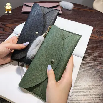

Beibaobao 2019 New Ladies Wallet Female Long Student Simple Personality Multi-function Fur Tassel Women Wallet Clutch Bag