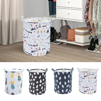

Large Laundry Basket Drawstring Round Clothes Toys Anti-dust Big Storage Barrel