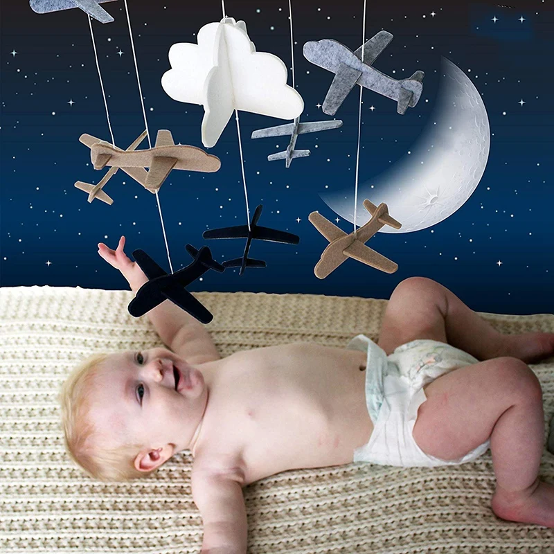 Детская кроватка мобильные самолеты и облачные детские украшения серый и белый, темно-синий, светло-коричневый детская кроватка мобильный для мальчиков