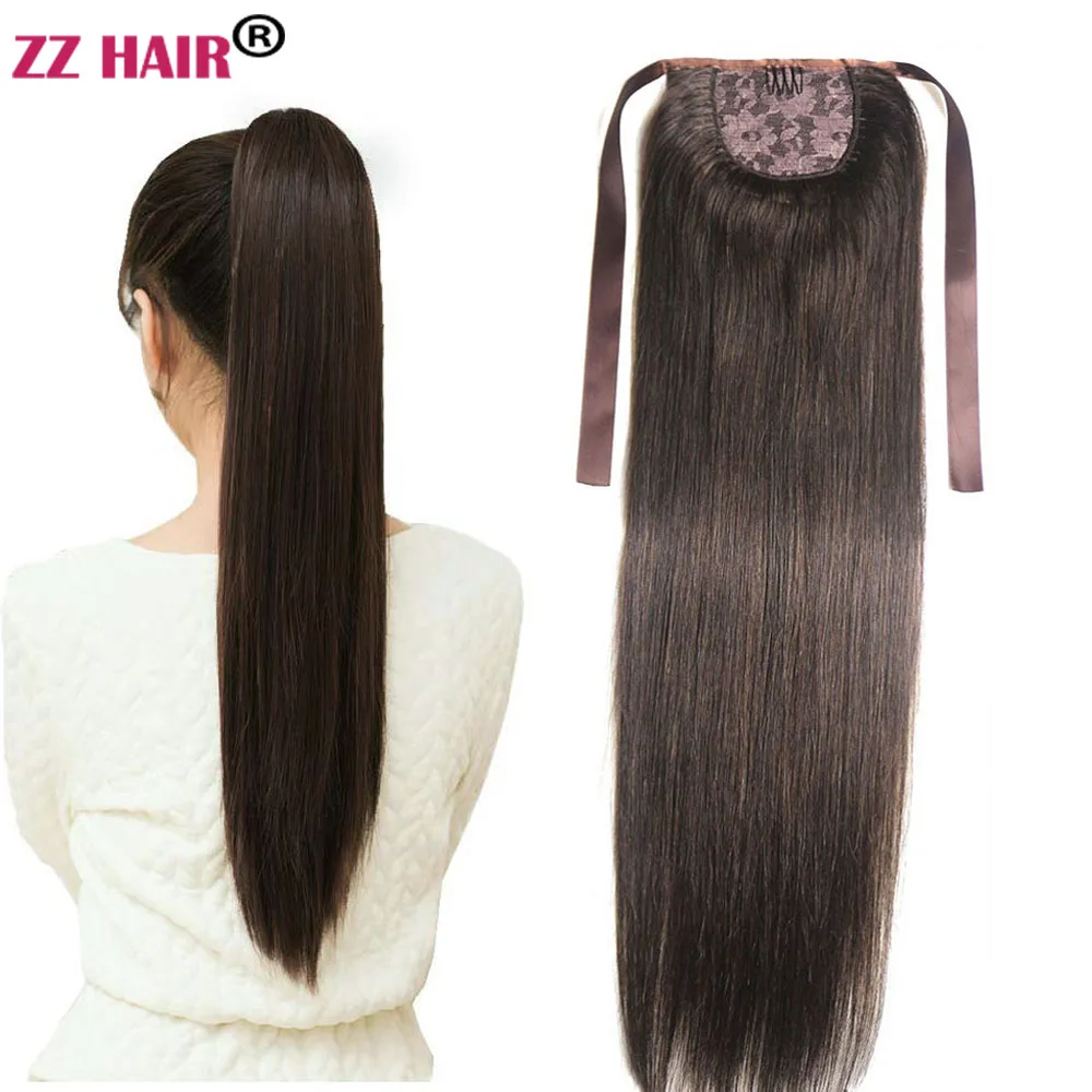 Накладные человеческие волосы ZZHAIR 140 г 16-30 дюймов лента для конского хвоста