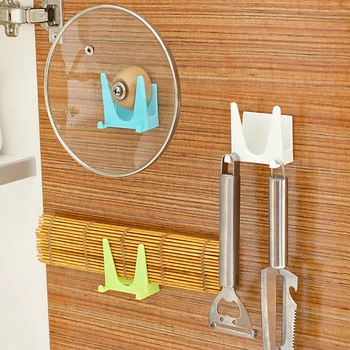 

2PCS/Set Cabinet Door Kitchen Storage Hooks Self-sticking Plastic Organizer Hook for Dish Towels, Pot Lids, Sponge Kitchenware