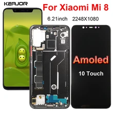 Amoled tela para xiaomi mi 8 mi8 display lcd tela de toque substituição digitador assembléia para xiaomi mi 8 m1803e1a tela lcd