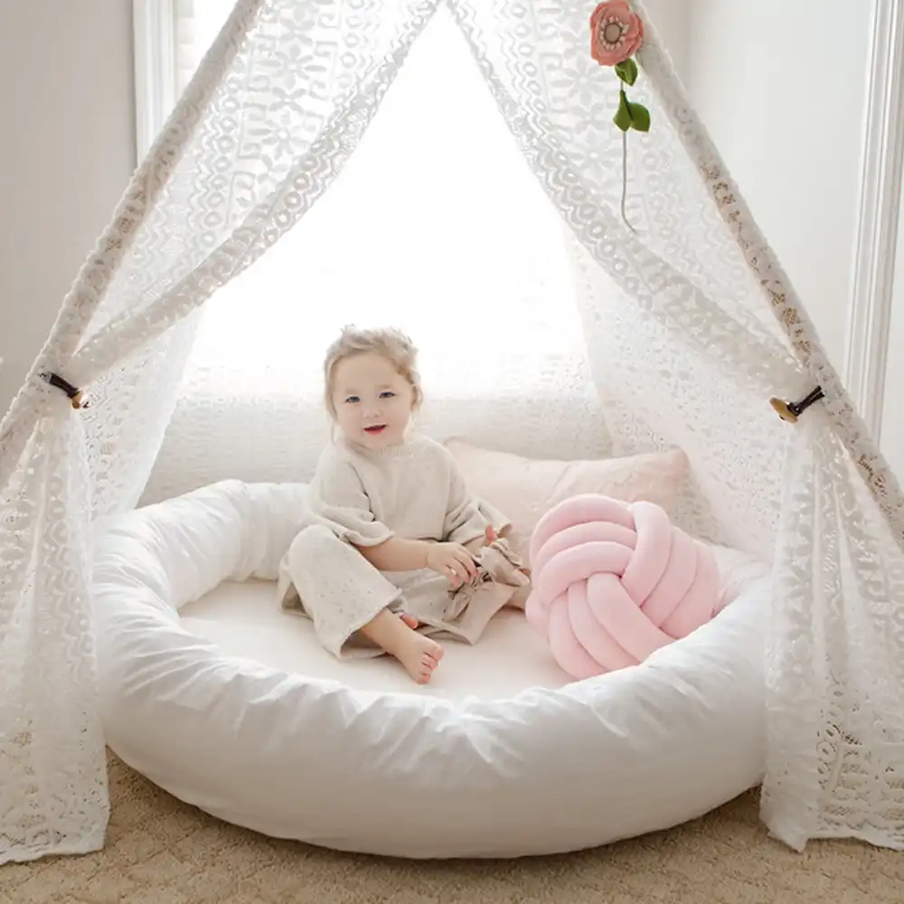 Grand Nid De Couchage Rond Pour Bebe Lit En Peluche Douce Et Sure Tapis De Jeu Pour Bebe Coussin A Baldaquin Pour Nourrissons Et Tout Petits Aliexpress