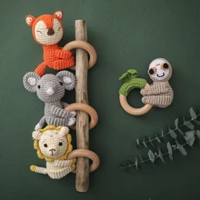 Hochet en bois naturel pour bébé, anneau de dentition, anneau de dentition, hochet avec cloche, jouets éducatifs molaires, cadeaux 
