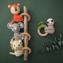 Hochet en bois naturel pour bébé, anneau de dentition, anneau de dentition, hochet avec cloche, jouets éducatifs molaires, cadeaux 