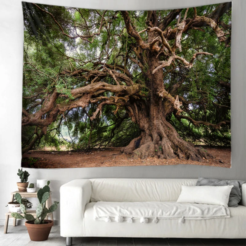

Nature Forest Tapestry A Big Tree Carpet Wall Cloth Tapestry Hippie Mandala Tapiz Landscape Home Decoration Tapestry
