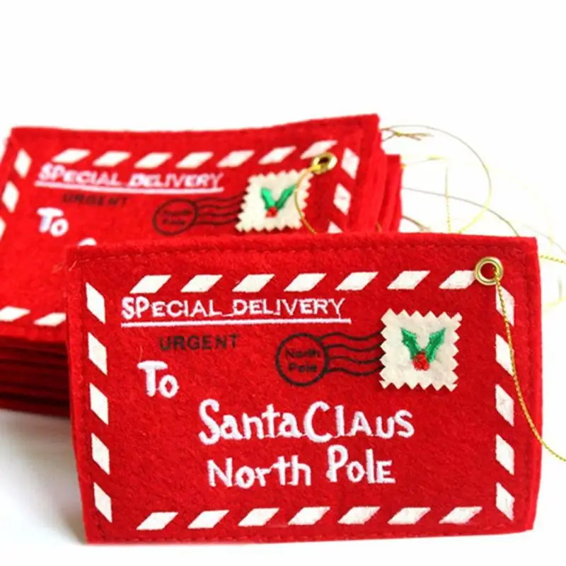 12 X 8cm Non-Woven Embroidery Christmas Envelope Pendant Gift Candy Bags Xmas Trees Party Hanging Ornament Decoration | Дом и сад