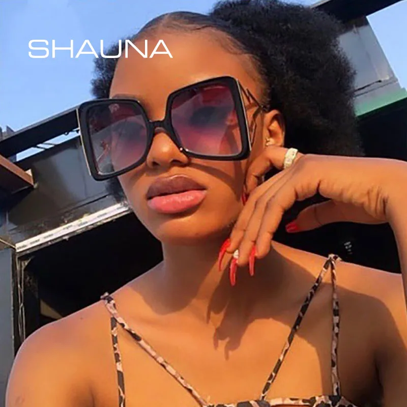 

SHAUNA Oversize Lightning Metal Legs Square Women Sunglasses Gradient Lens Eyewear Men Sun Glasses Oculos UV400