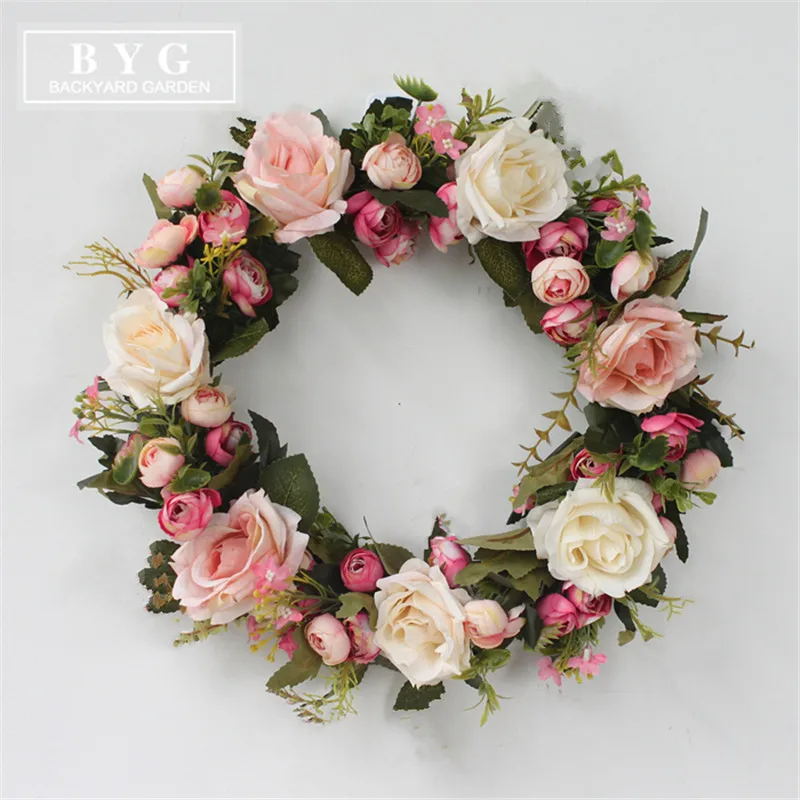 

Korean simulation rose wreath wedding bride wreath party travel room Wreaths & Garlands decoration supplies