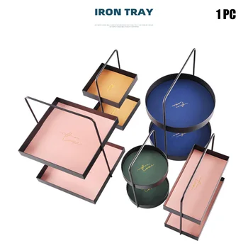 

Double Layer Nordic Style Storage Tray Sundries Organizer Decorative Kitchen Cosmetic Desktop Bathroom Jewelry Display Geometric