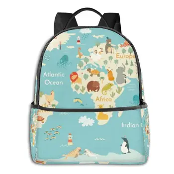 

Classical Simple Women Men canvas Backpacks School bag for teenagers Girls BoyAnimals World Map Laptop Back pack travel bag