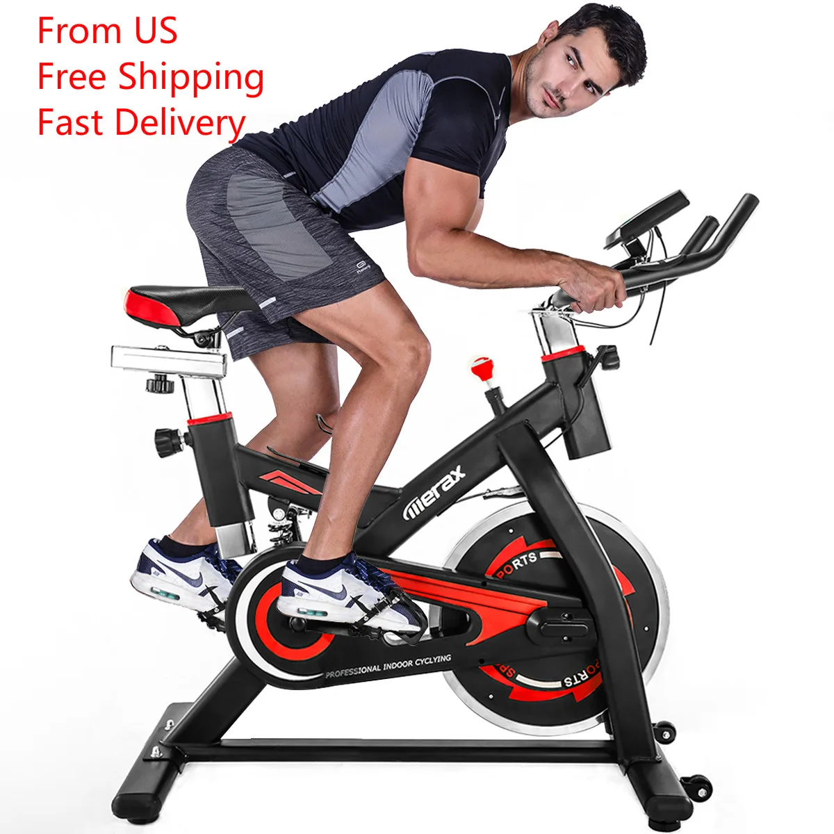 

TREXM S501 LED Display Indoor Cycling Bike Belt Drive Exercise Bike with 28lbs Flywheel Adjustable Spring Seat Handlebar Bicycle