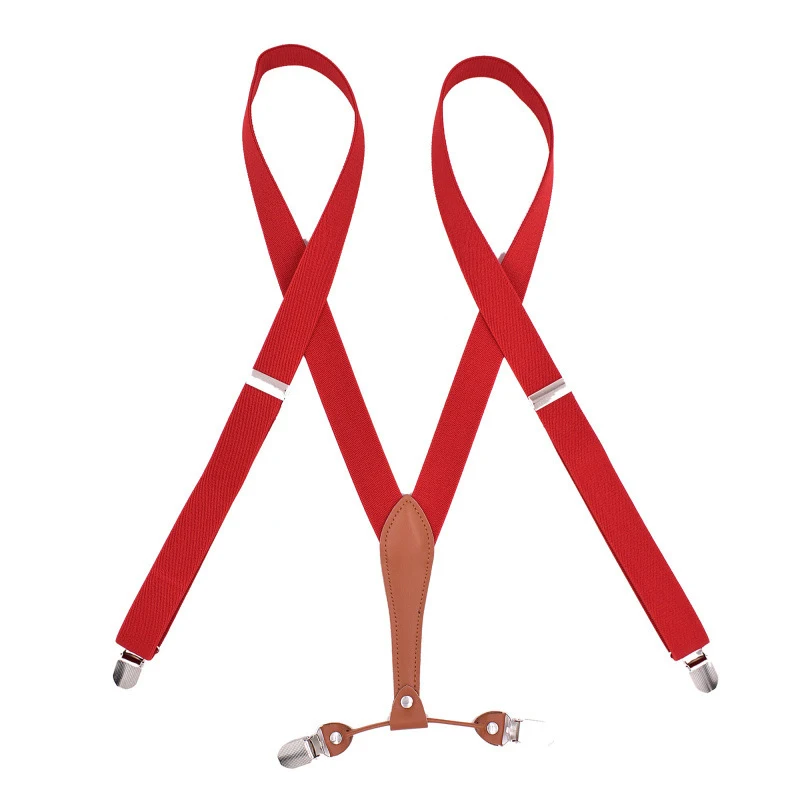 Fashion Suspenders for Men Women 2.5cm Wide X-back 4 Clips Adjustable Elastic Trouser Braces Straps Gifts for Dad Husband work suspenders